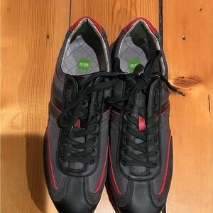 Boss Men's Black and Red Casual Sneakers